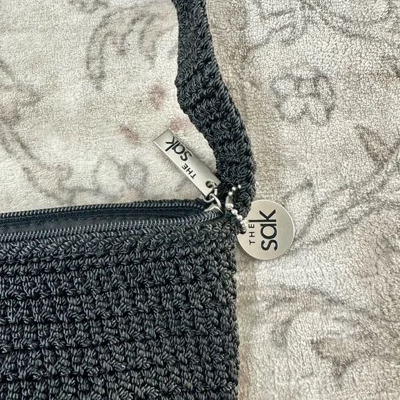 The Sak Black Crochet Bucket Shoulder Bag - Picture 5 of 9